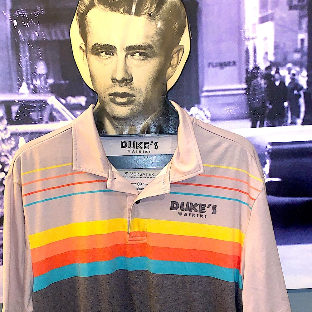 🏄‍♂️Duke’s Waikiki Retro Surfer Style Striped Polo Shirt EUC